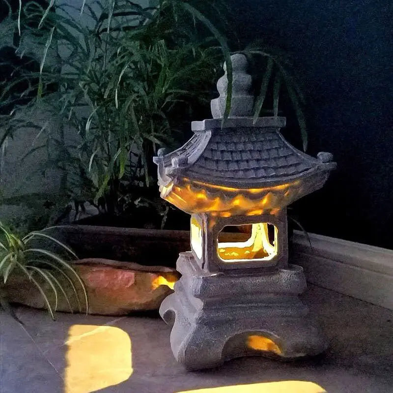 Japanese Zen Solar Waterproof Pagoda Stone LED Outdoor Garden Decoration Landscape Light Cuvalon