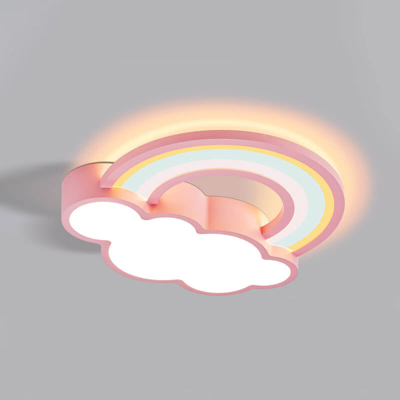 Childlike Cartoon Rainbow Cloud Design LED Flush Mount Light Cuvalon
