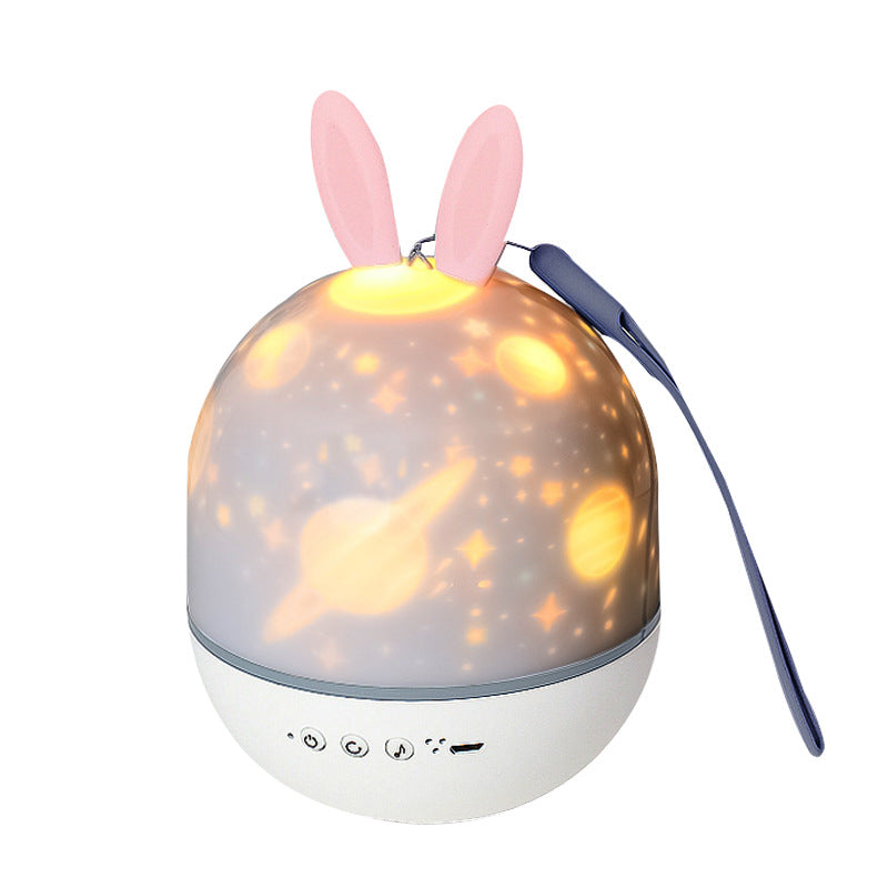 Contemporary Creative Kids Projectable Round Rabbit Deer ABS LED Table Lamp For Bedroom Cuvalon
