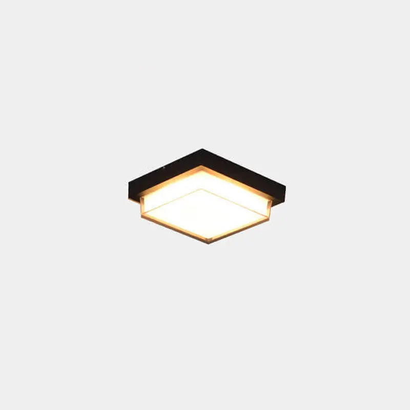 Modern Outdoor Square Aluminum Acrylic Induction LED Flush Mount Ceiling Light Cuvalon