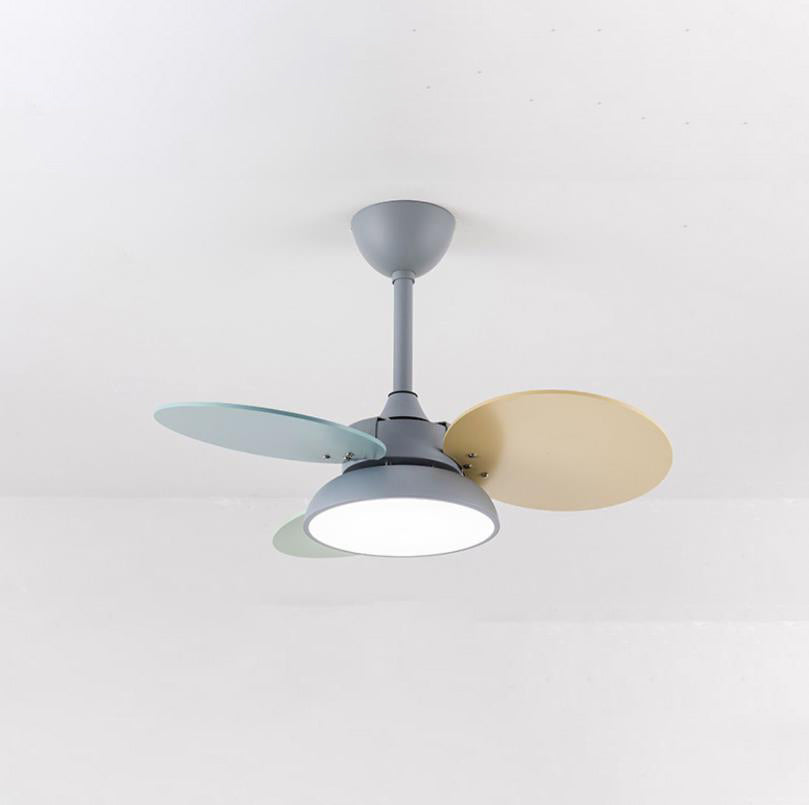 Simple Colorful Round Fan Leaf Kids Downrods Ceiling Fan Light Cuvalon
