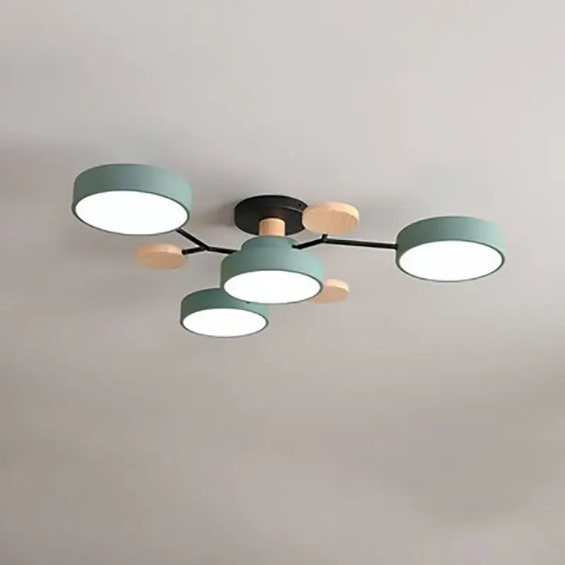 Contemporary Scandinavian Round Molecule Branch Design LED Semi-Flush Mount Ceiling Light For Living Room Cuvalon