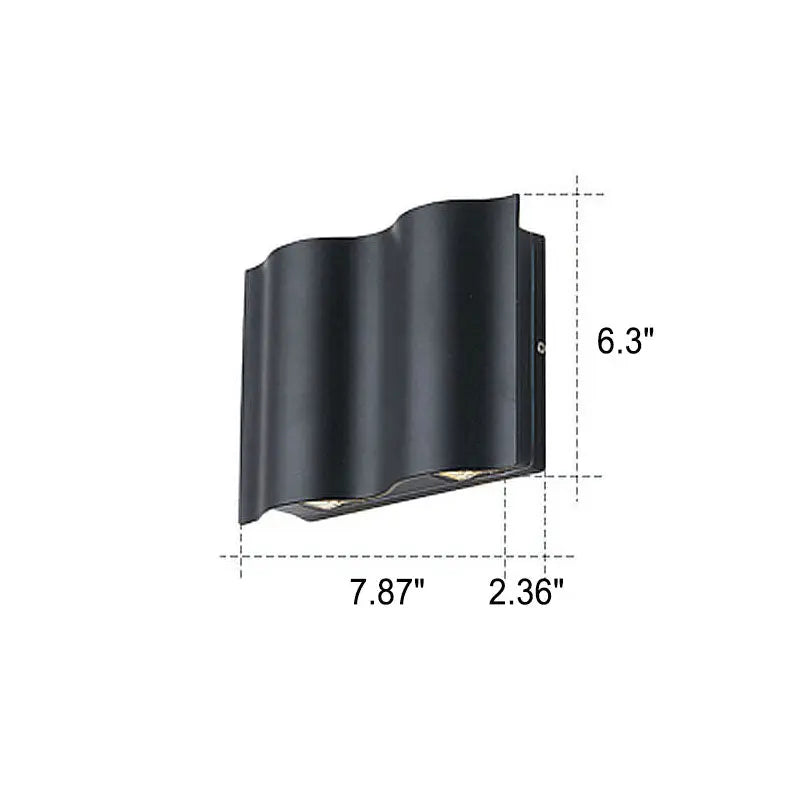 Modern Wave Aluminum Waterproof LED Outdoor Wall Sconce Lamp Cuvalon