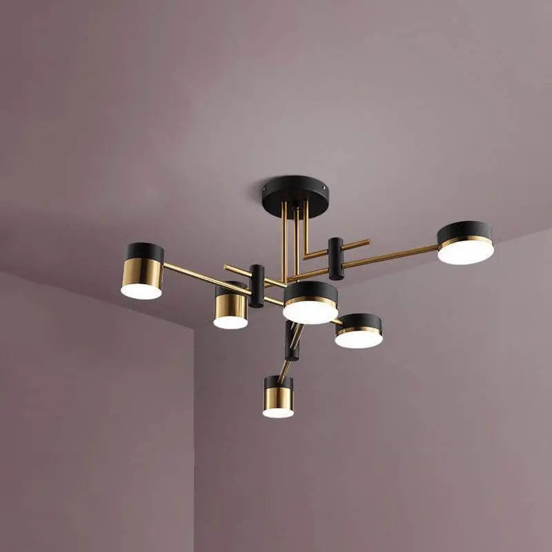 Modern Minimalist Black Gold Balanced 4-8 Light Semi-Flush Mount Light Cuvalon