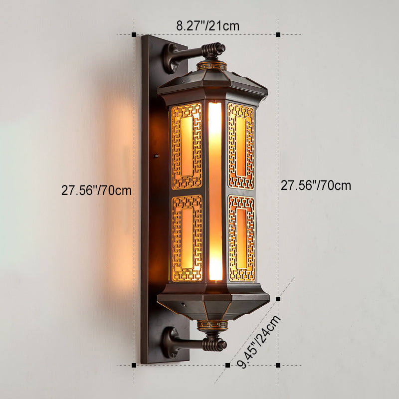 Traditional Chinese Waterproof Aluminum Glass Cylinder 1/2 Light Wall Sconce Lamp For Outdoor Patio Cuvalon