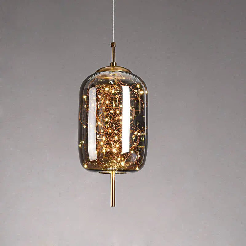 Contemporary Scandinavian Cylinder Oval Glass 1-Light Pendant Light For Bedroom Cuvalon