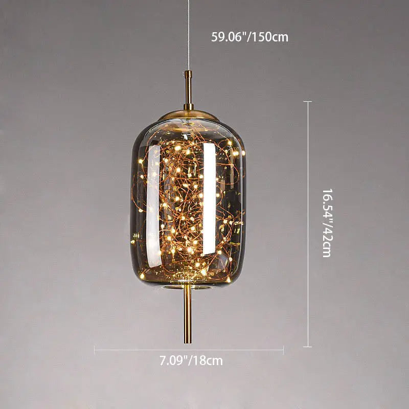 Contemporary Scandinavian Cylinder Oval Glass 1-Light Pendant Light For Bedroom Cuvalon
