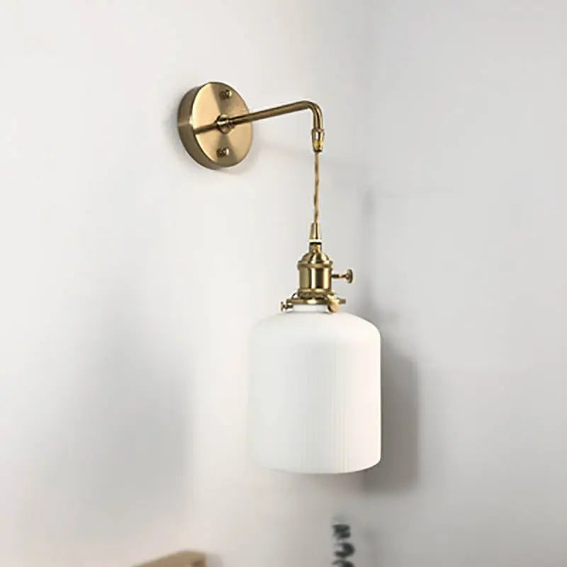 Japanese Retro Minimalist Cylinder Oval Brass Lucite 1-Light Wall Sconce Lamp Cuvalon