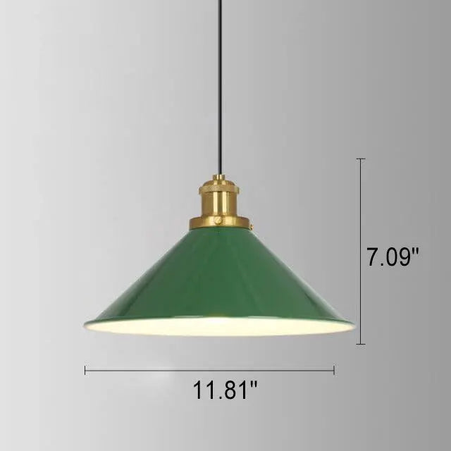 Industrial Vintage Green Iron Dome Cone 1-Light Pendant Light Cuvalon