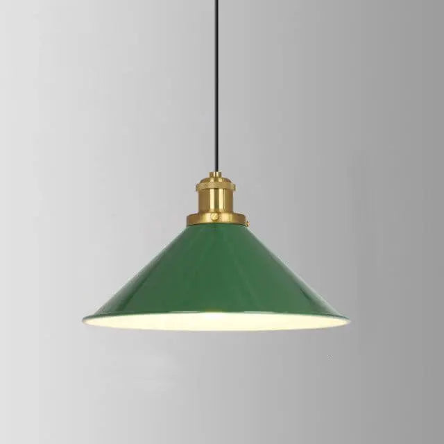 Industrial Vintage Green Iron Dome Cone 1-Light Pendant Light Cuvalon
