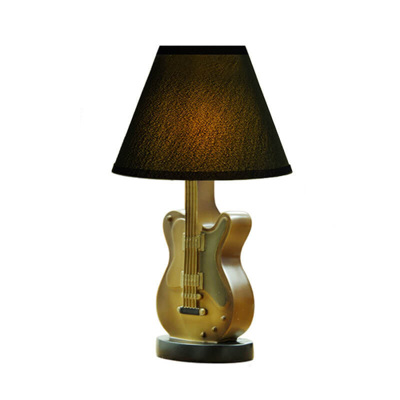 Cartoon Creative Fabric Shade Guitar 1-Light Table Lamp Cuvalon