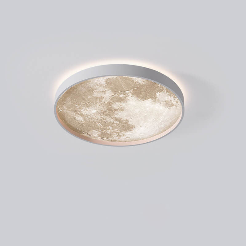 Nordic Creative Moon Round LED Flush Mount Ceiling Light Cuvalon