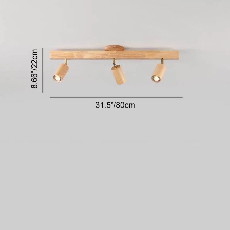 Japanese Minimalist Wooden Track Lighting LED 2/3/4/5 Light Semi-Flush Mount Ceiling Light Cuvalon