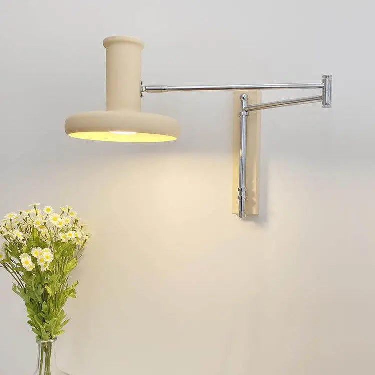 Nordic Minimalist  Beige Swing Arm 1-Light Wall Sconce Lamp Cuvalon