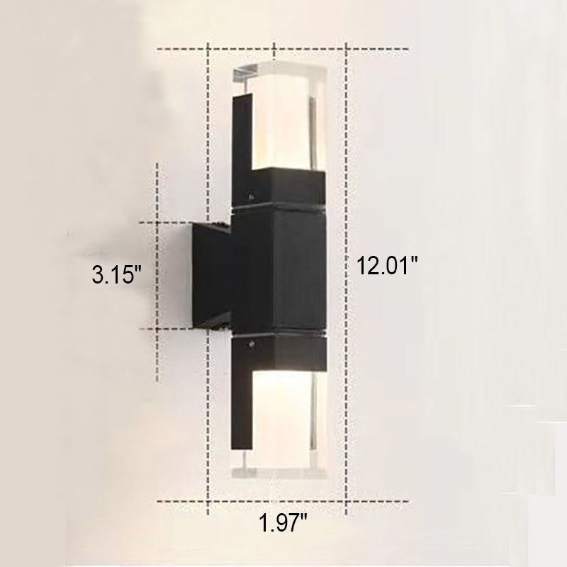 Outdoor Modern Waterproof Rectangular Column LED Wall Sconce Lamp Cuvalon