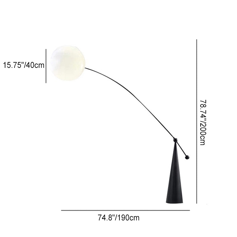 Contemporary Creative Tapered Base Fishing Rod Orb Iron Glass 1-Light Standing Floor Lamp For Living Room Cuvalon