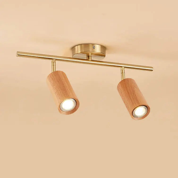 Nordic Minimalist Walnut Wood Spotlight Linear Track 1/2/3/4 Light LED Semi-Flush Mount Ceiling Light Cuvalon