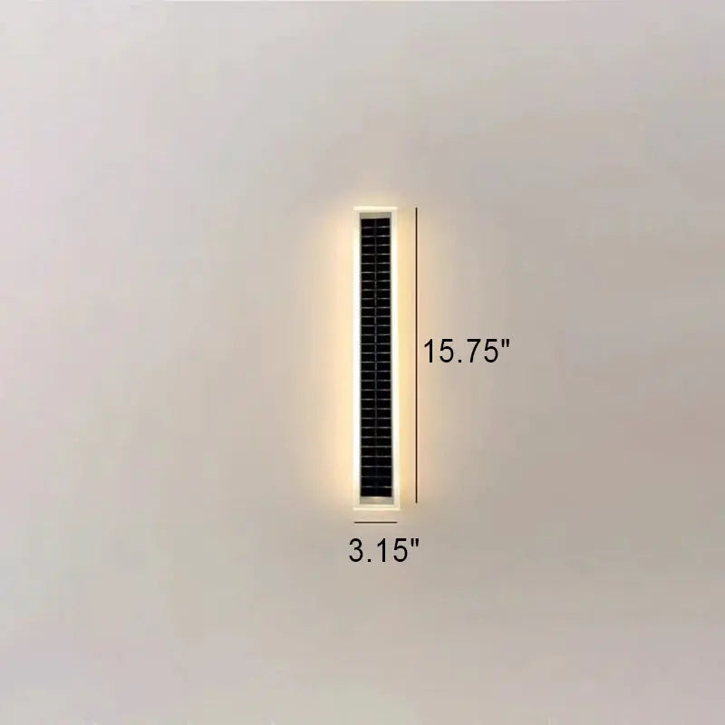Minimalist Outdoor Solar Rectangular Strip Waterproof Patio LED Wall Sconce Lamp Cuvalon
