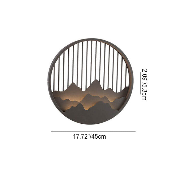 Chinese Modern Round Mountain Stainless Steel PC LED Waterproof Outdoor Wall Sconce Light Cuvalon