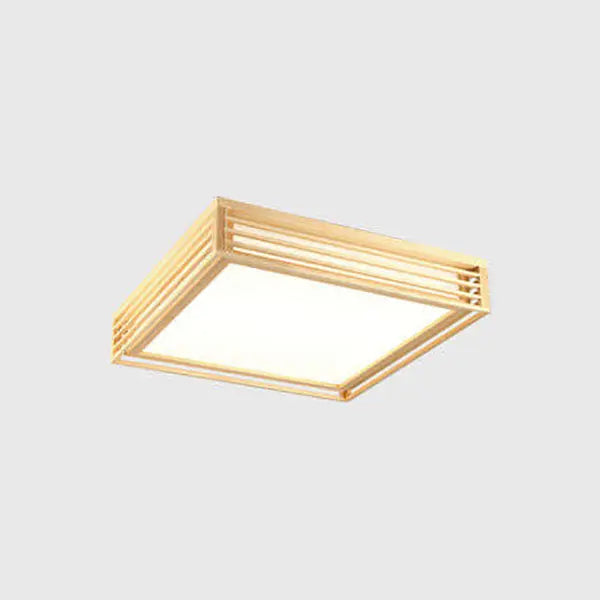 Nordic Solid Wood Square LED Japanese Tatami Flush Mount Ceiling Light Cuvalon