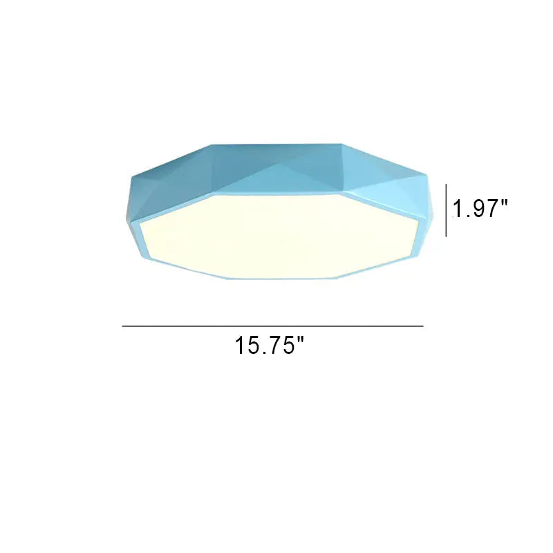 Nordic Macaron Diamond Geometry Iron Acrylic LED Flush Mount Ceiling Light Cuvalon