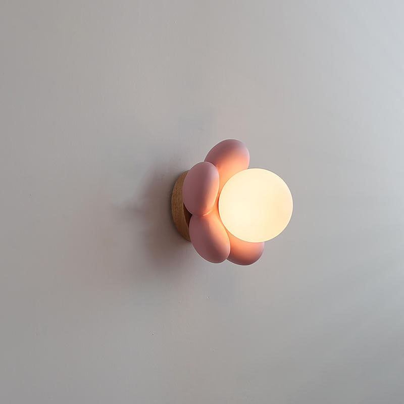 Modern Creative Flowers Shape Glass Ceramic 1-Light Kids Wall Sconce Lamp Cuvalon