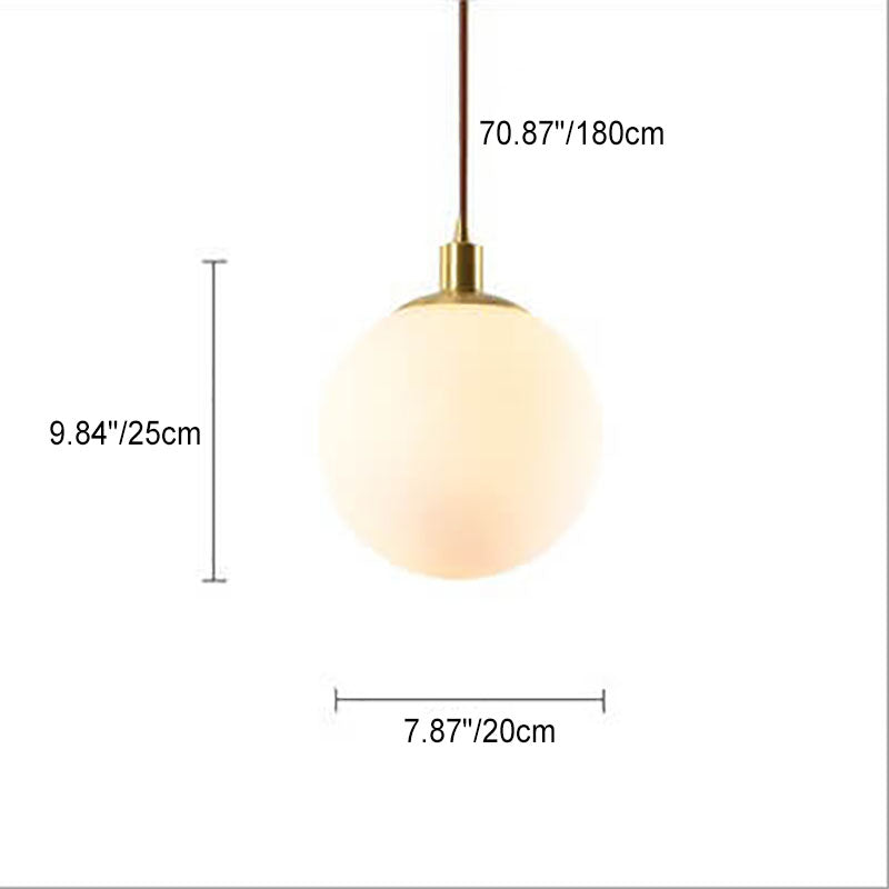Nordic Minimalist White Orb 1-Light Pendant Light Cuvalon