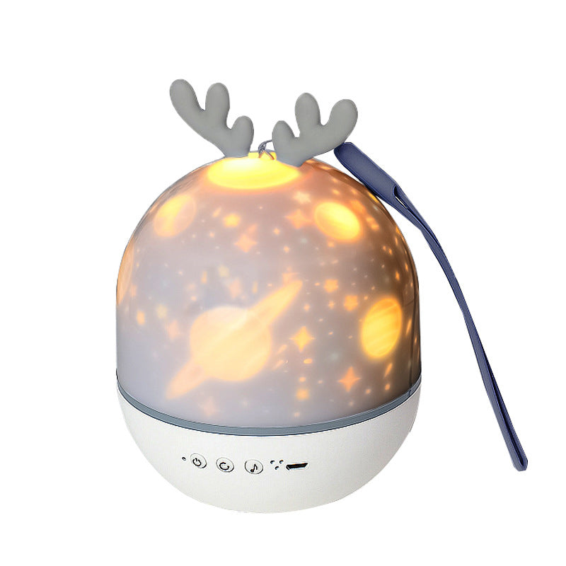Contemporary Creative Kids Projectable Round Rabbit Deer ABS LED Table Lamp For Bedroom Cuvalon