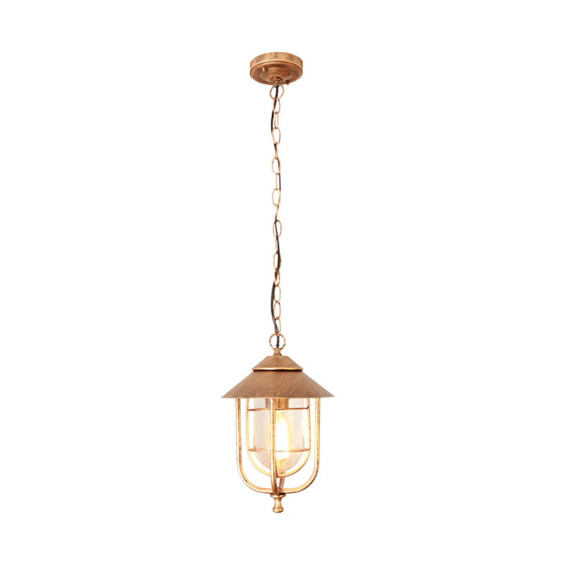 Industrial Vintage Aluminum Cage Glass 1-Light Outdoor Waterproof Pendant Light Cuvalon