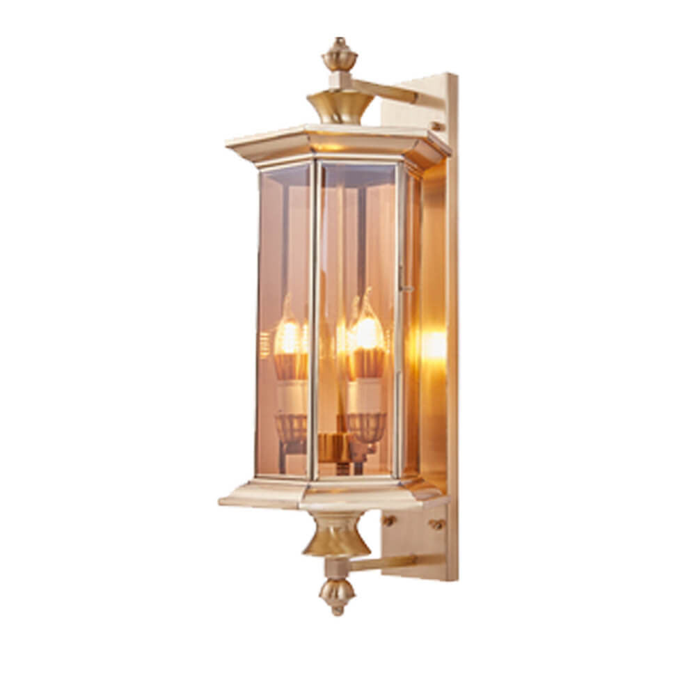 Contemporary Industrial Brass Finish Frame Glass Shade 1/3-Light Wall Sconce Lamp For Outdoor Patio Cuvalon