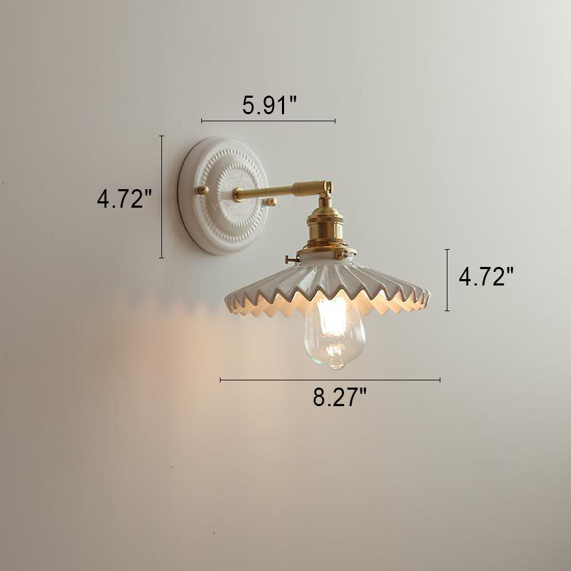 Vintage Japanese Ceramic Brass 1-Light Wall Sconce Lamp Cuvalon