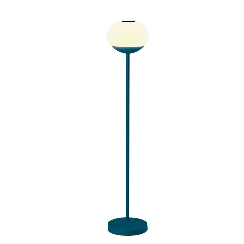 Solar Modern Minimalist Wrought Iron PE Oval LED Outdoor Standing Floor Lamp Cuvalon