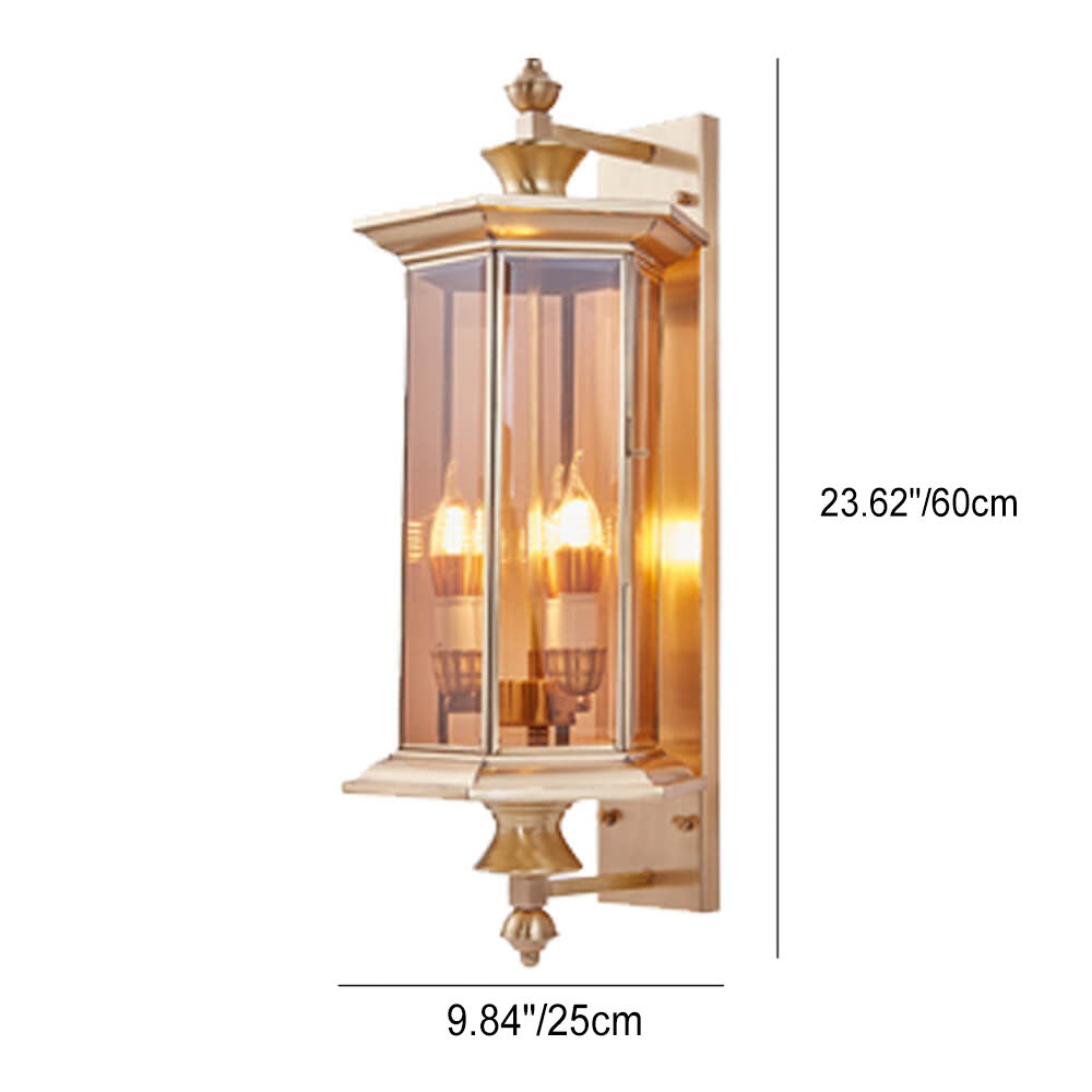 Contemporary Industrial Brass Finish Frame Glass Shade 1/3-Light Wall Sconce Lamp For Outdoor Patio Cuvalon