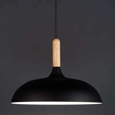 Modern Metal Wooden Top 1-Light Dome Pendant Light Cuvalon