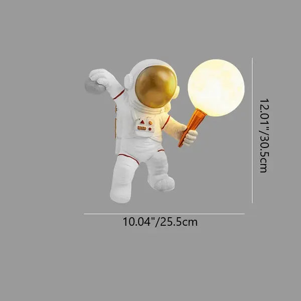 Contemporary Creative Cartoon Astronaut Resin ABS 1-Light Wall Sconce Lamp For Bedroom Cuvalon