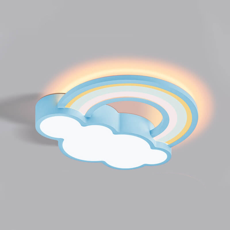 Childlike Cartoon Rainbow Cloud Design LED Flush Mount Light Cuvalon