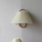 Modern Original Solid Wood Pleated Semi-Circle 1-Light Wall Sconce Lamp Cuvalon