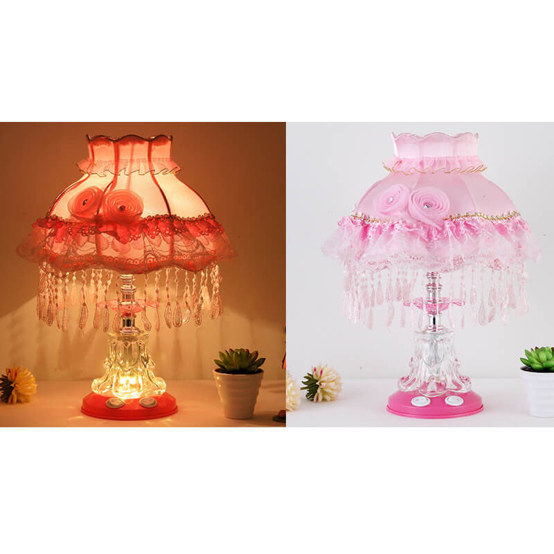 European Style Wedding Fabric Glass 1-Light Table Lamp Cuvalon