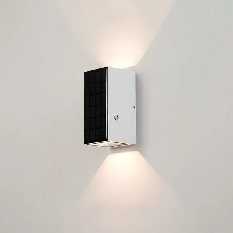 Modern Solar Black Rectangular Die-Cast Aluminum Solar LED Outdoor Wall Light Cuvalon