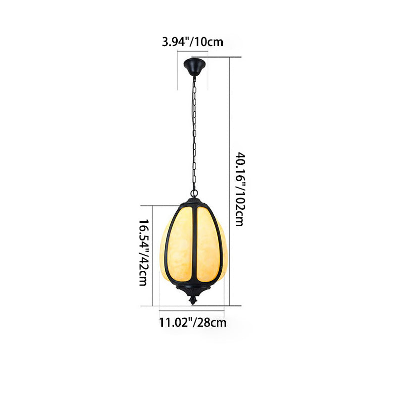 Modern Art Deco Cast Aluminum Oval Pumpkin 1-Light Pendant Light For Outdoor Patio Cuvalon
