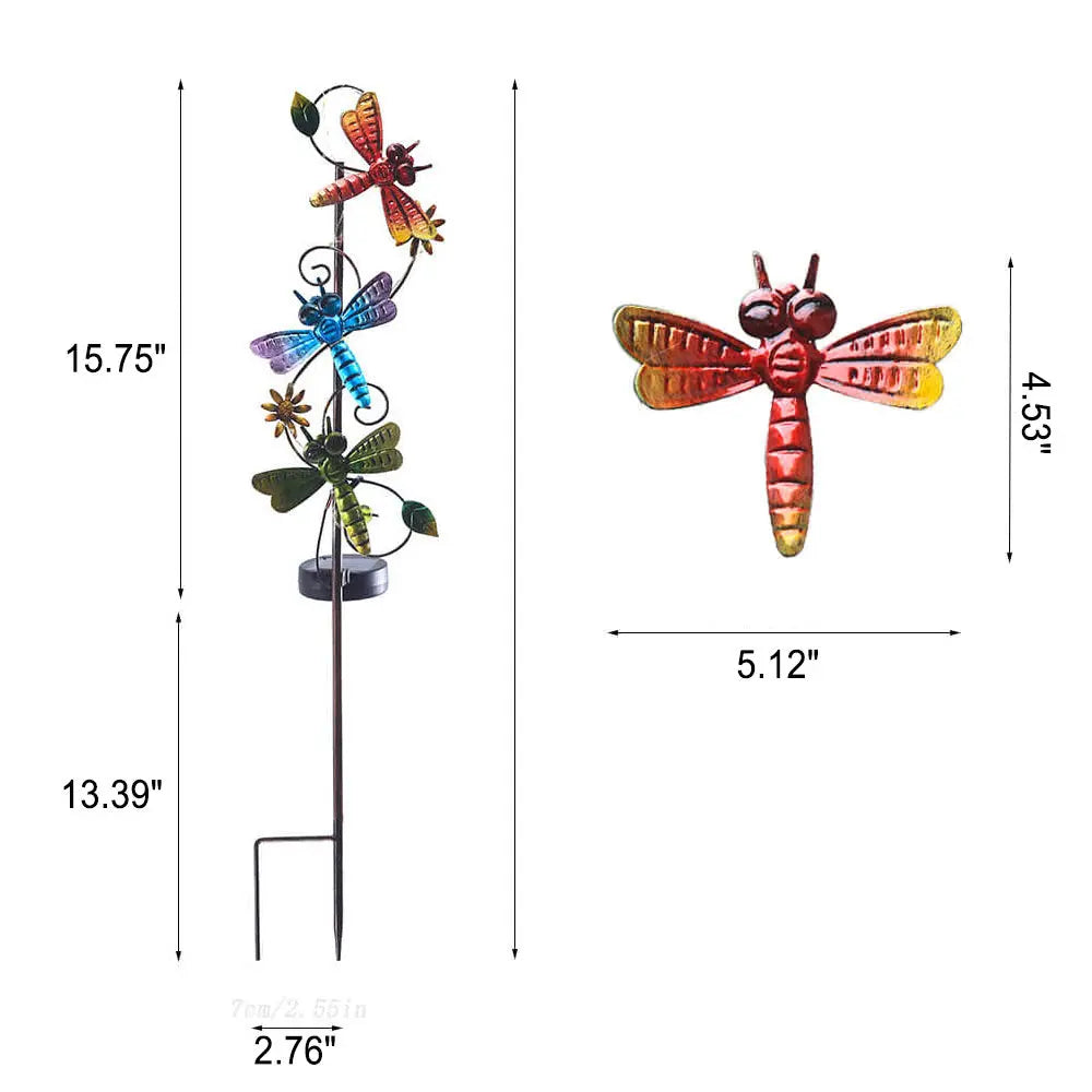 Solar Iron Hummingbird Butterfly Dragonfly Garden Lawn Landscape Light Cuvalon