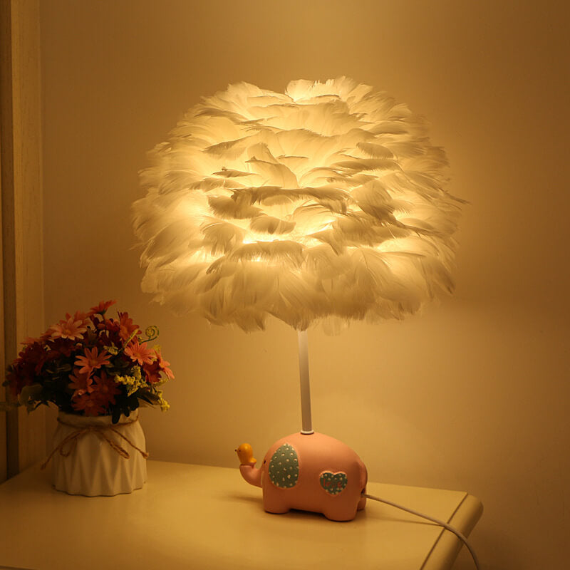 Modern Creative Unicorn Feather Children 1-Light Table Lamp Cuvalon