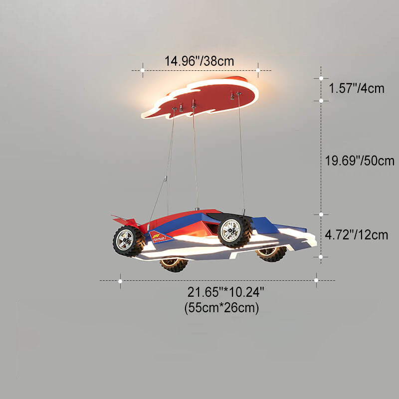 Modern Children's Racing Iron Acrylic LED Pendant Light Cuvalon