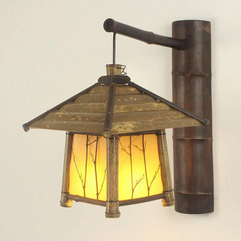 Traditional Rustic Cottage Bamboo 1-Light Wall Sconce Lamp For Outdoor Patio Cuvalon