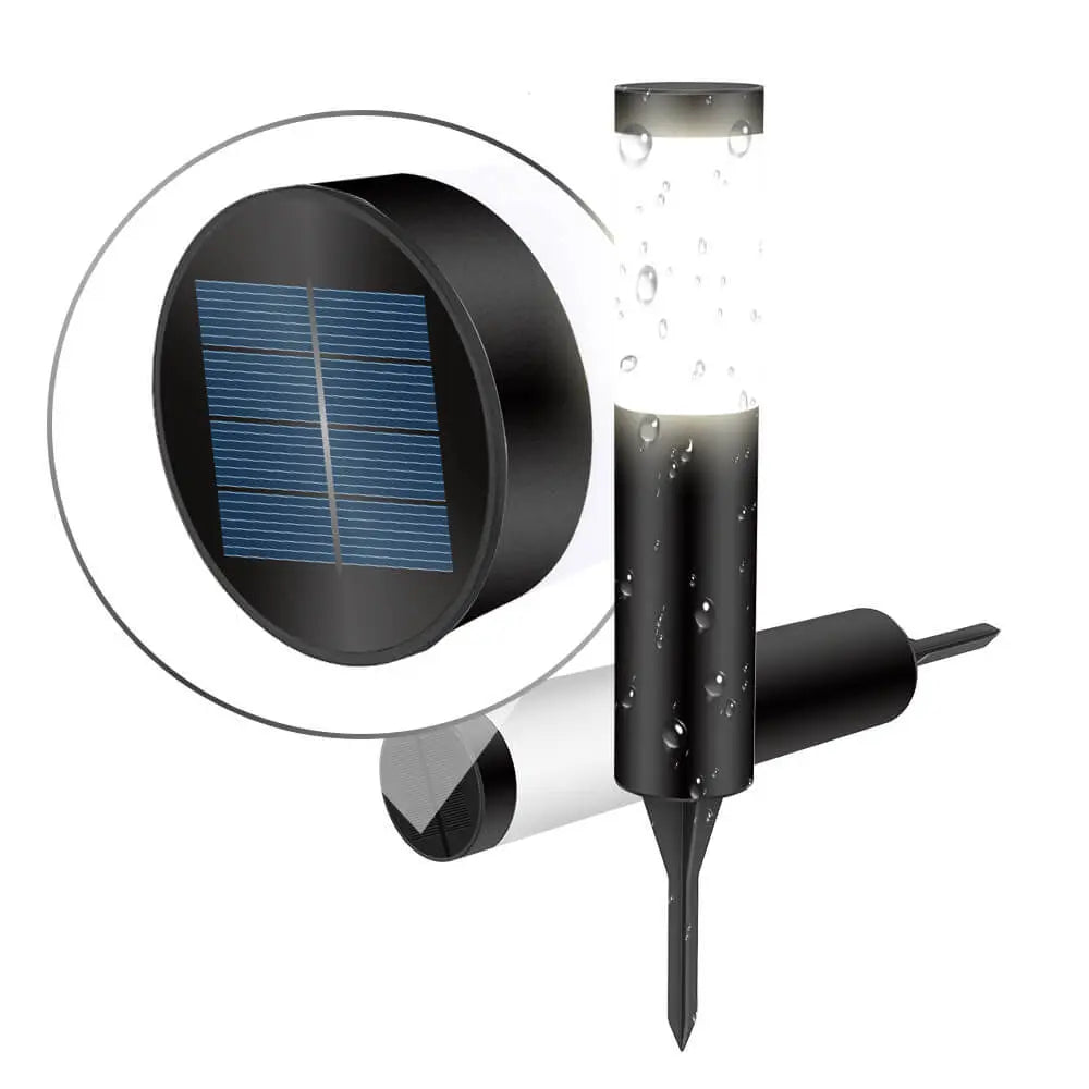 Modern Cylindrical Stainless Steel Waterproof Solar Outdoor Lawn LED Garden Ground Insert Landscape Light Cuvalon