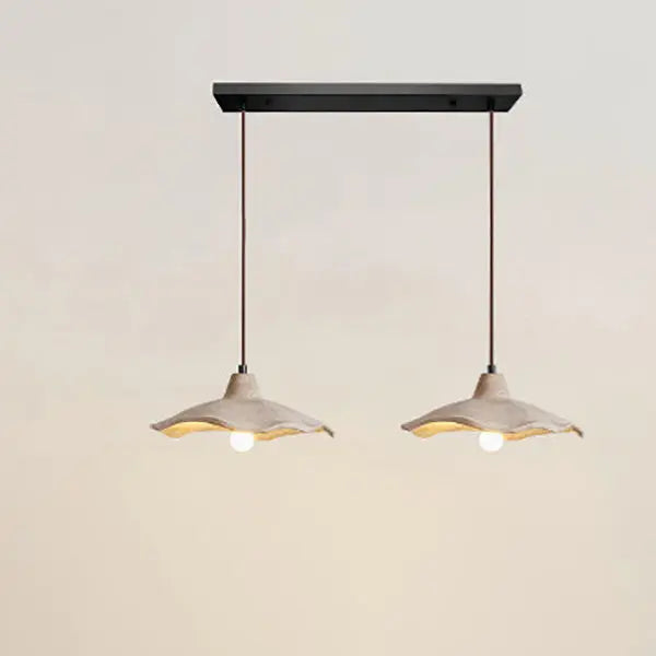 Japanese Vintage Flower Shape Lampshade Cement 1/2/3-Light Island Light Chandelier Cuvalon