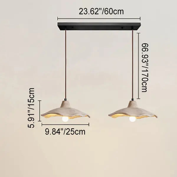 Japanese Vintage Flower Shape Lampshade Cement 1/2/3-Light Island Light Chandelier Cuvalon