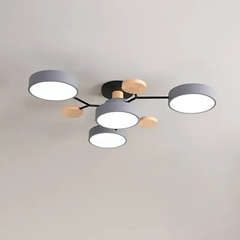 Contemporary Scandinavian Round Molecule Branch Design LED Semi-Flush Mount Ceiling Light For Living Room Cuvalon