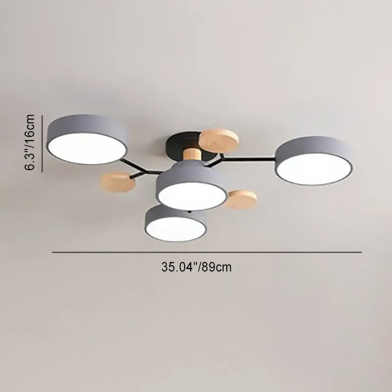 Contemporary Scandinavian Round Molecule Branch Design LED Semi-Flush Mount Ceiling Light For Living Room Cuvalon