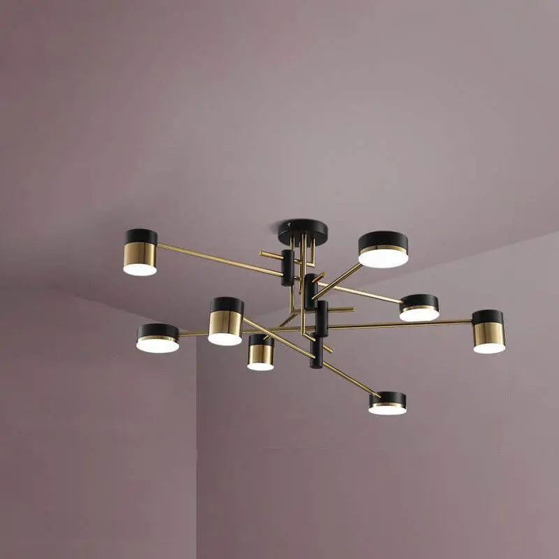 Modern Minimalist Black Gold Balanced 4-8 Light Semi-Flush Mount Light Cuvalon